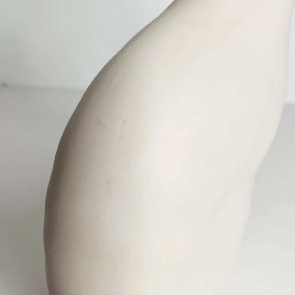 Vintage Ceramic White Sitting Cat with Blue Heart Figurine Statue 9.5
